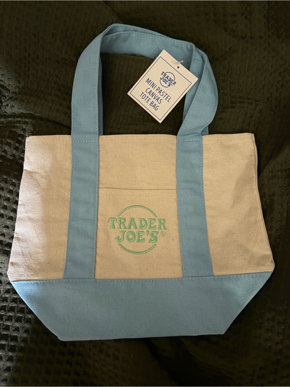 Trader Joe’s Light Blue & Natural Mini Canvas Tote